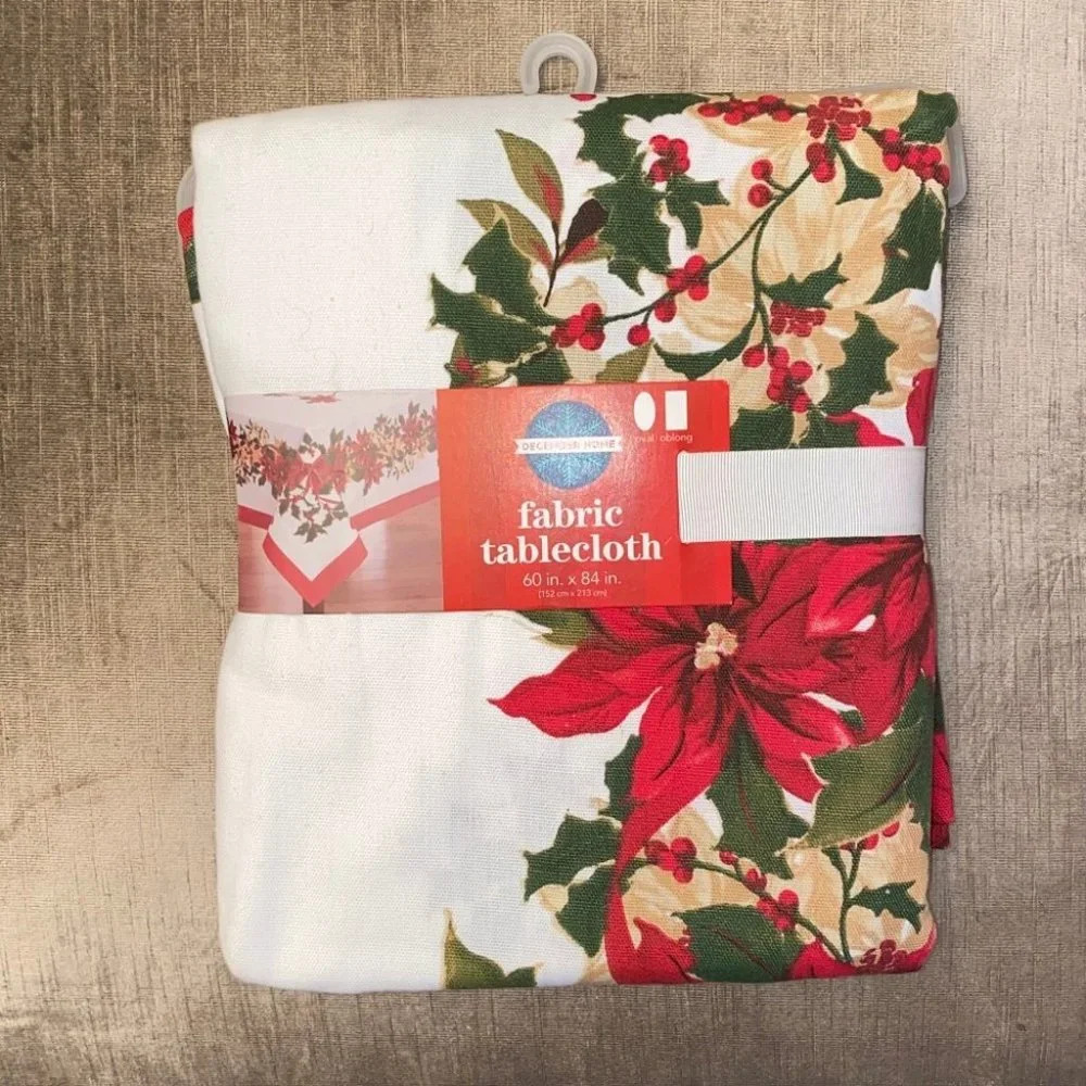 Fabric Tablecloth Christmas Holiday's Oval Oblong
